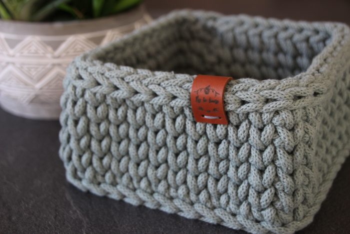 ADELIE Taille S - Petit panier carré crocheté en coton recyclé (17 cm x 17 cm), 18 coloris au choix – Image 6