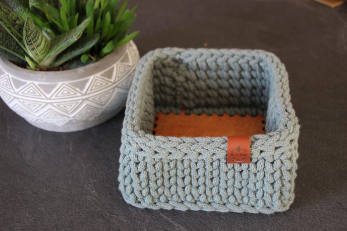 ADELIE Taille S - Petit panier carré crocheté en coton recyclé (17 cm x 17 cm), 18 coloris au choix – Image 8