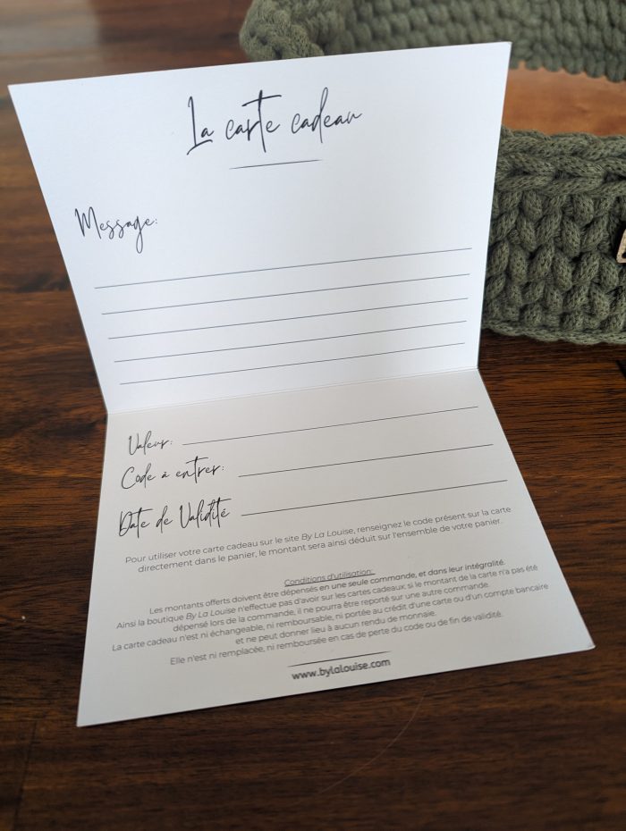 carte cadeau By La Louise