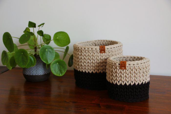 PABLO *** Petits paniers caches-pot bicolores en coton recyclé